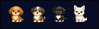 Shelf Puppies in a line
